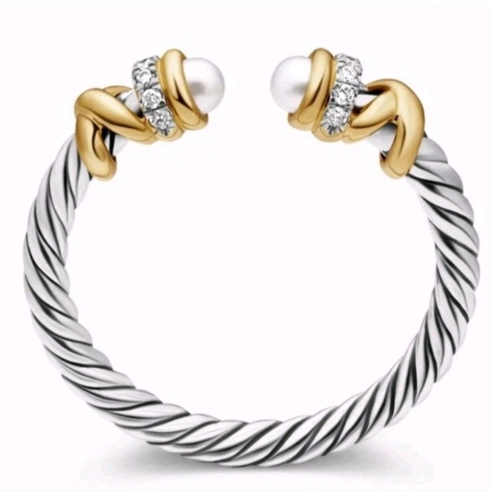 DY elegant simplicity ring pearls silver pave.8.